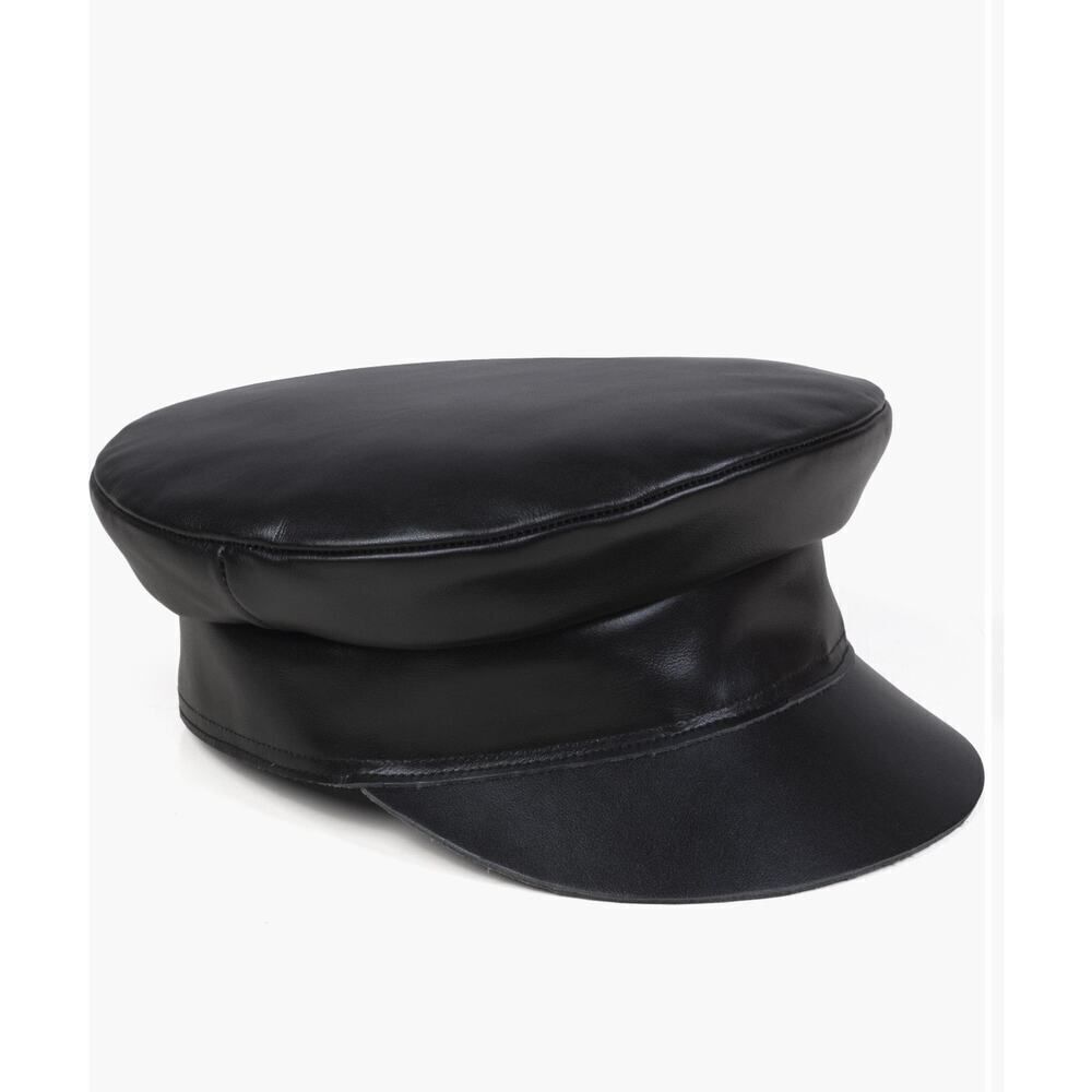 Lack Of Color Biker Cap Hat Size Small Leather Black